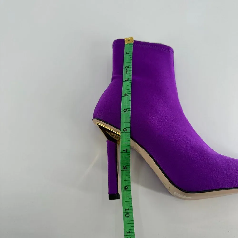 Good American High Kickstand Purple Pointed Toe Neoprene Booties Size 8